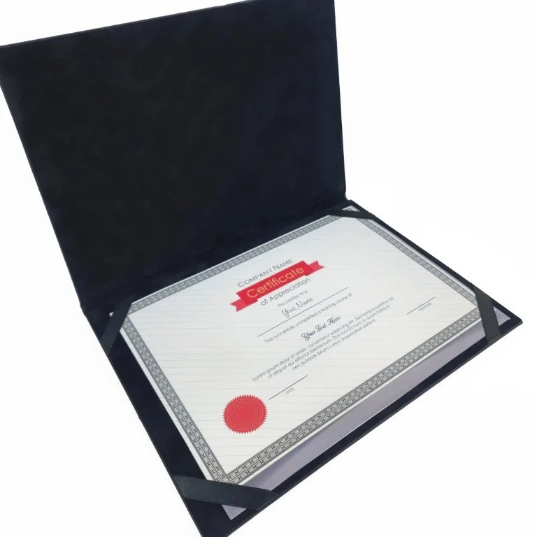 A4 Certificate Folder – PU leather & Velvet – 4 Colors — A4 Certificate Folder – PU leather & Velvet – 4 Colors — ready-made or custom-branded with your logo, delivered across Dubai & the UAE.