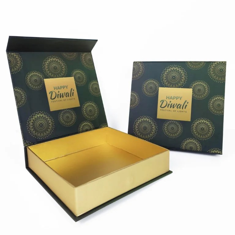 Diwali Boxes – Magnetic Flap Model – 16.5L x 16.6W x 3.5H cm — Diwali Boxes – Magnetic Flap Model – 16.5L x 16.6W x 3.5H cm — ready-made or custom-branded with your logo, delivered across Dubai & the UAE.