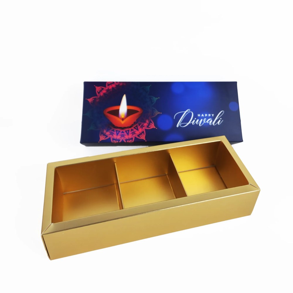 Diwali Boxes – 3 Partitions – 7.5W x 8L x 5.5H cm — Diwali Boxes – 3 Partitions – 7.5W x 8L x 5.5H cm — ready-made or custom-branded with your logo, delivered across Dubai & the UAE.