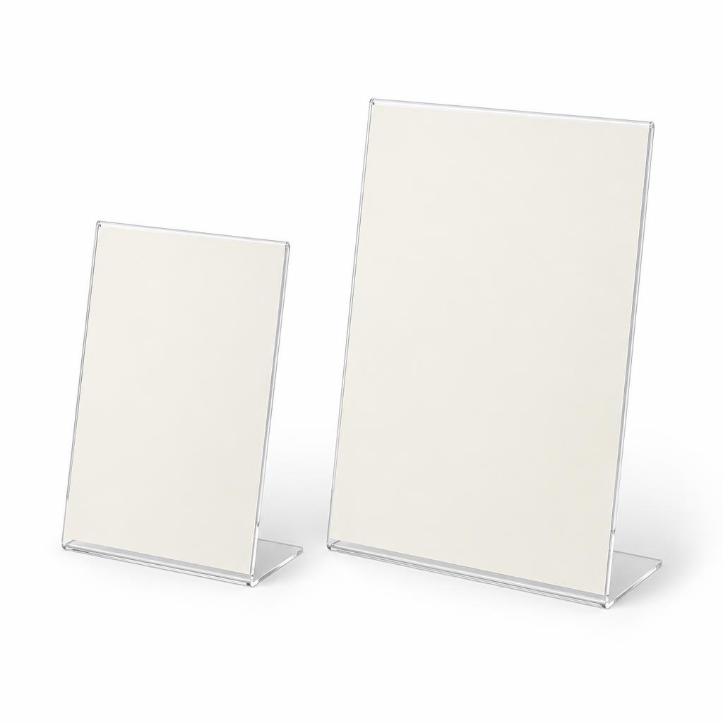 Acrylic Menu Stands — Acrylic Menu Stands branded to your artwork — 130gsm gloss art paper options, matt lamination and full colour matching, produced in Dubai.