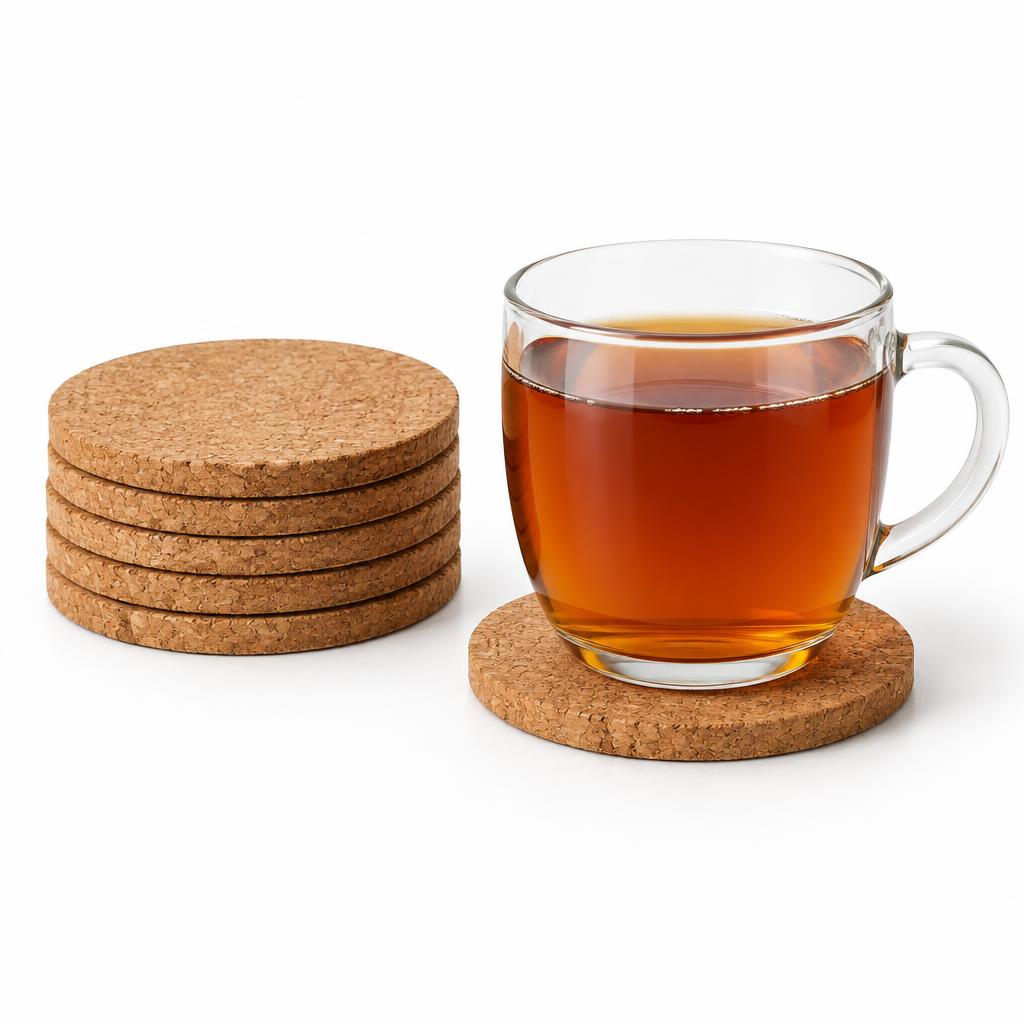 Cork Tea Coasters — Cork Tea Coasters branded to your artwork — aa-grade ceramic options, full-wrap sublimation and full colour matching, produced in Dubai.