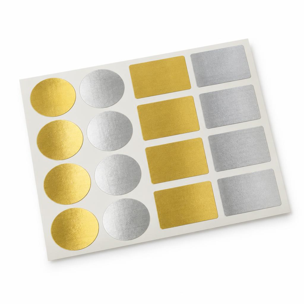 Foil Stickers — Foil Stickers branded to your artwork — self-adhesive paper options, matt or gloss lamination and full colour matching, produced in Dubai.