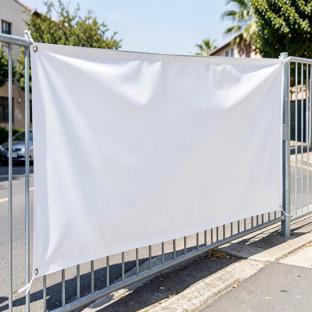 Outdoor Banners — UV-stable frontlit banners with eyelets and hemming.