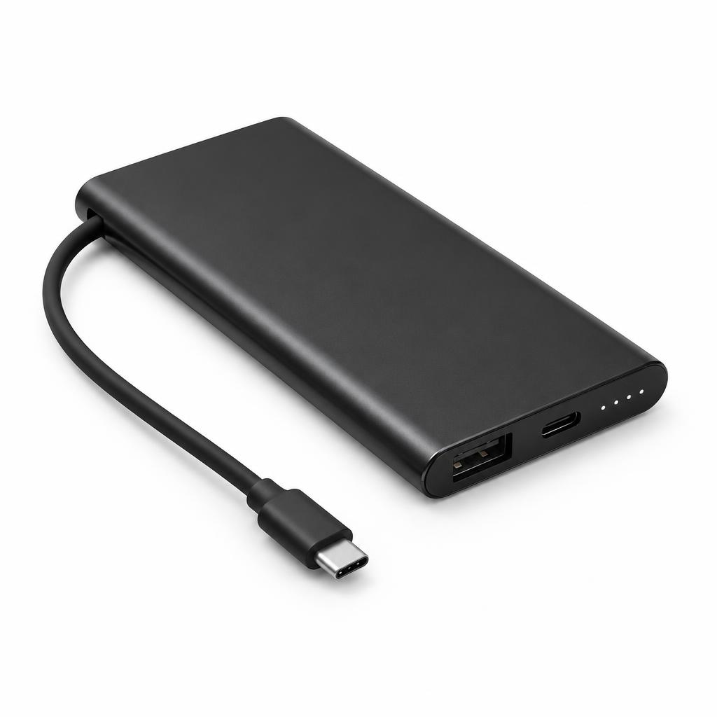 Portable Powerbank — Portable Powerbank branded to your artwork — abs with soft-touch coating options, laser engraving and full colour matching, produced in Dubai.