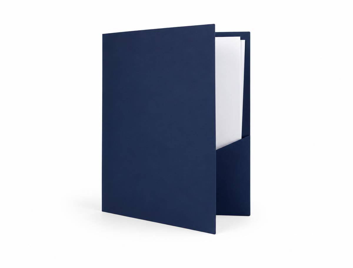 Presentation Folders — Die-cut folders with business card slits.