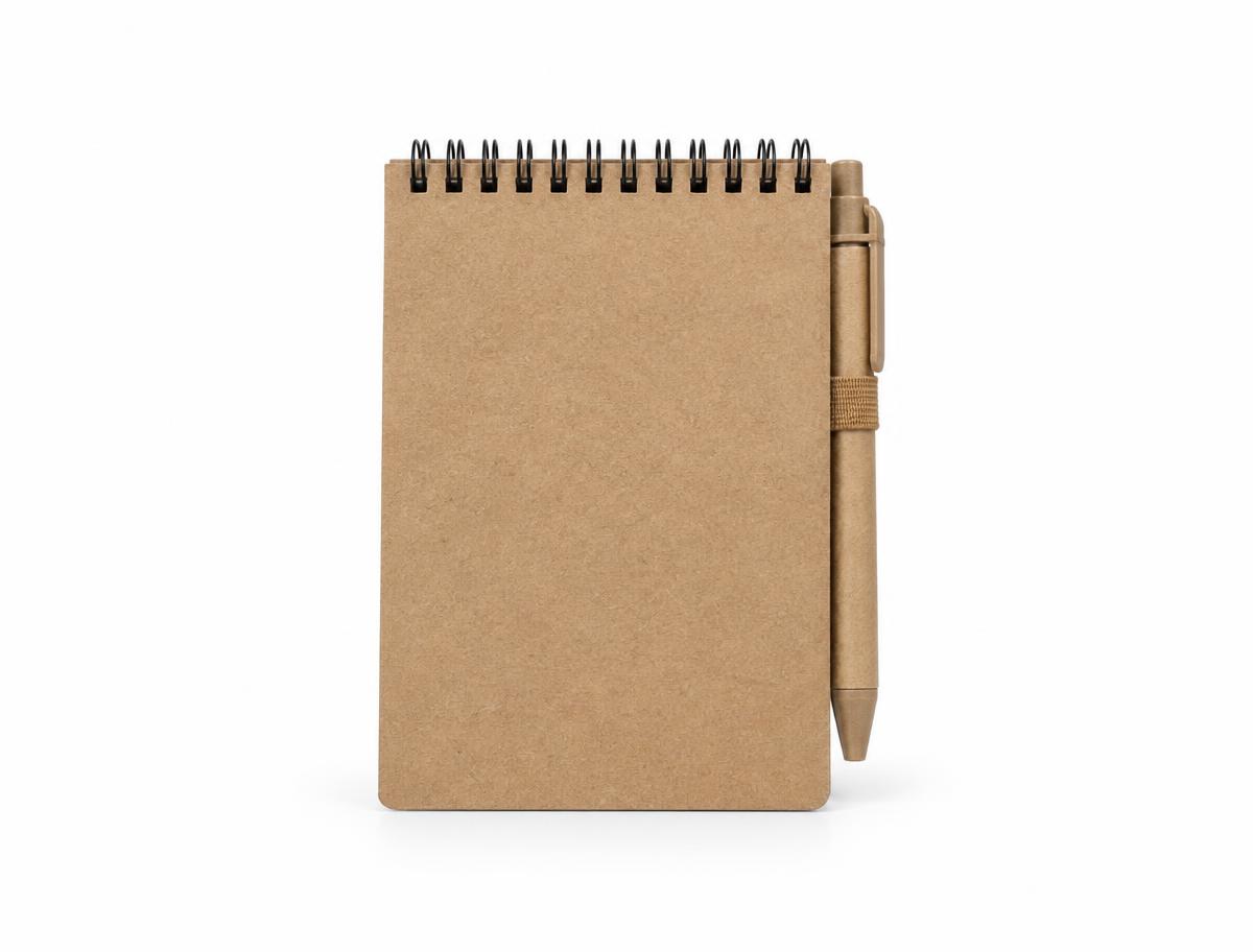 Recycled Notepad With Pen — Recycled Notepad With Pen branded to your artwork — pu leatherette cover options, foil blocking and full colour matching, produced in Dubai.