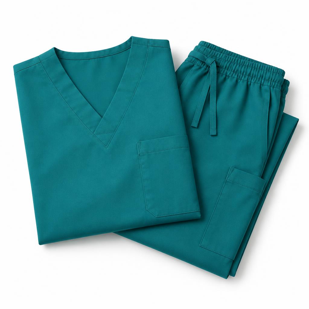 Scrubs — Scrubs branded to your artwork — 180gsm combed cotton options, screen printing and full colour matching, produced in Dubai.
