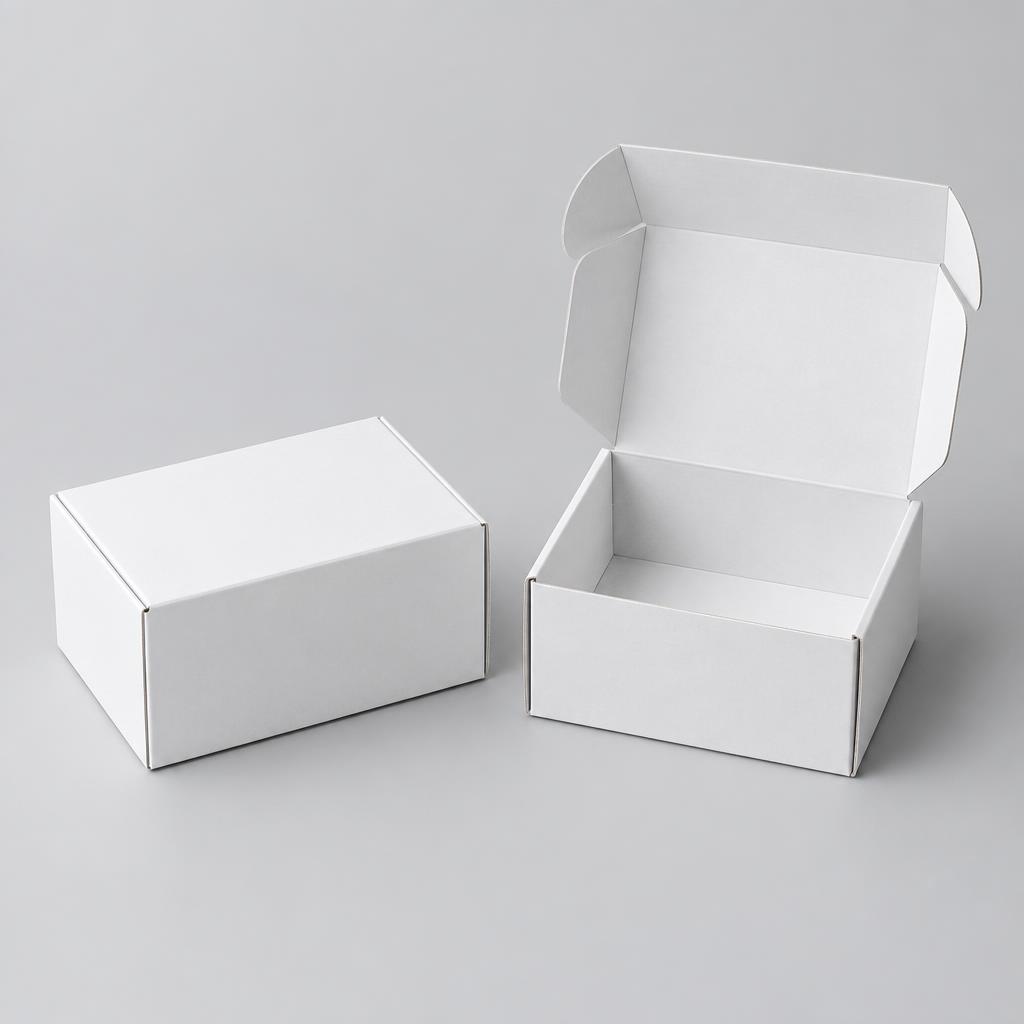 White Paper Box — White Paper Box branded to your artwork — 350gsm folding box board options, matt / gloss lamination and full colour matching, produced in Dubai.